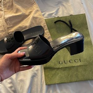 Black Gucci healed sandals